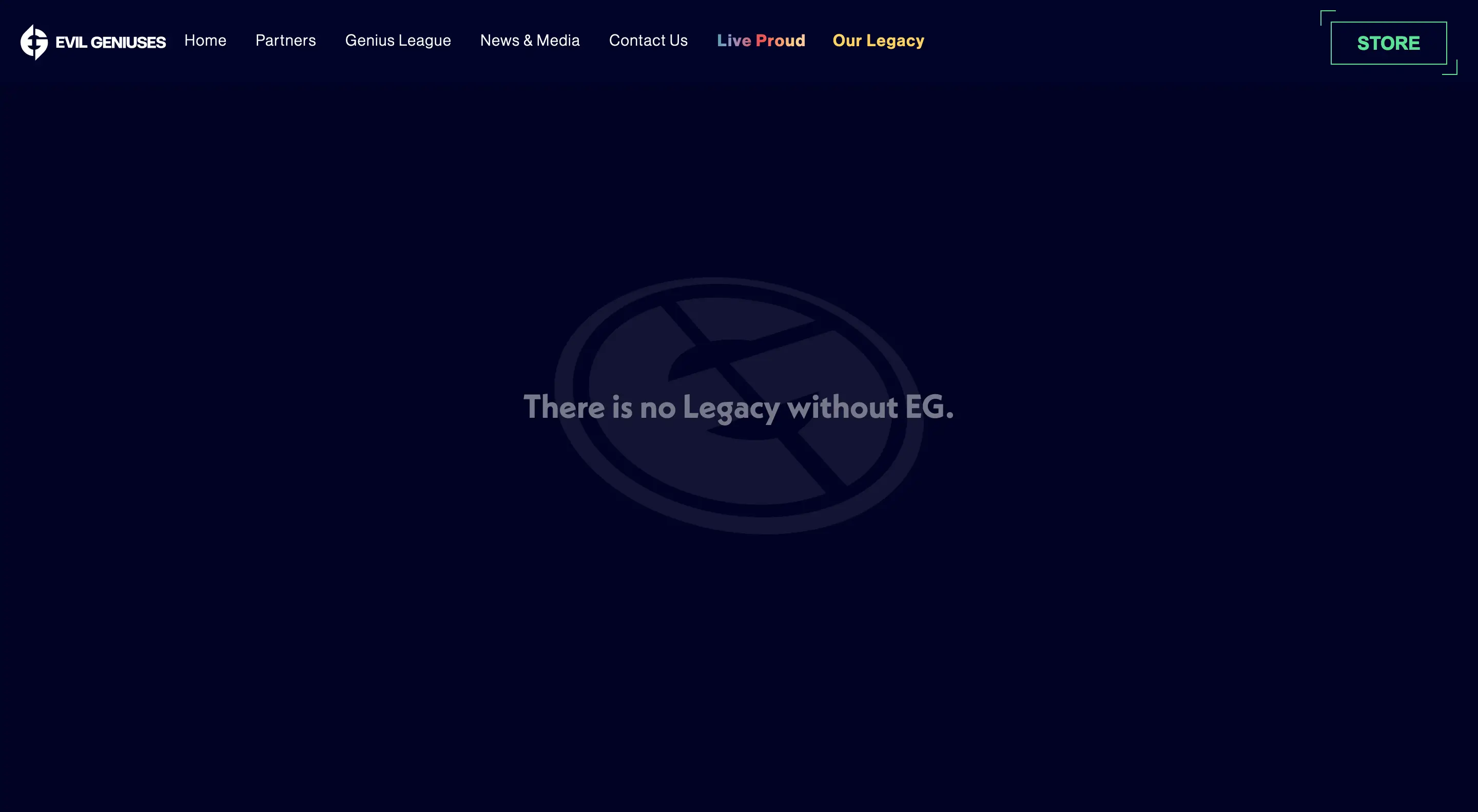 image of Evil Geniuses Legacy webpage