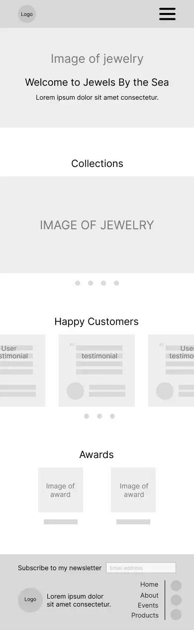 wireframe of homepage