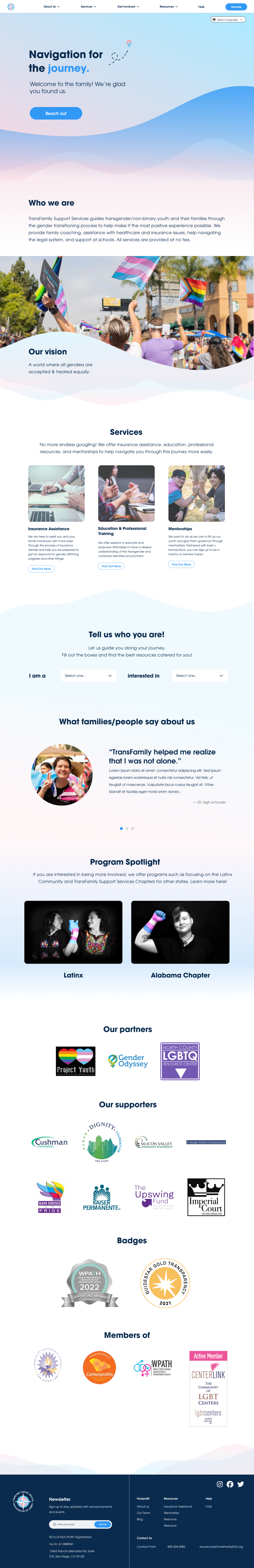 TransFamily Support Services landing page